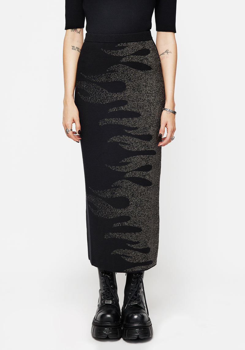 Kenna Flame Lurex Knit Maxi Skirt