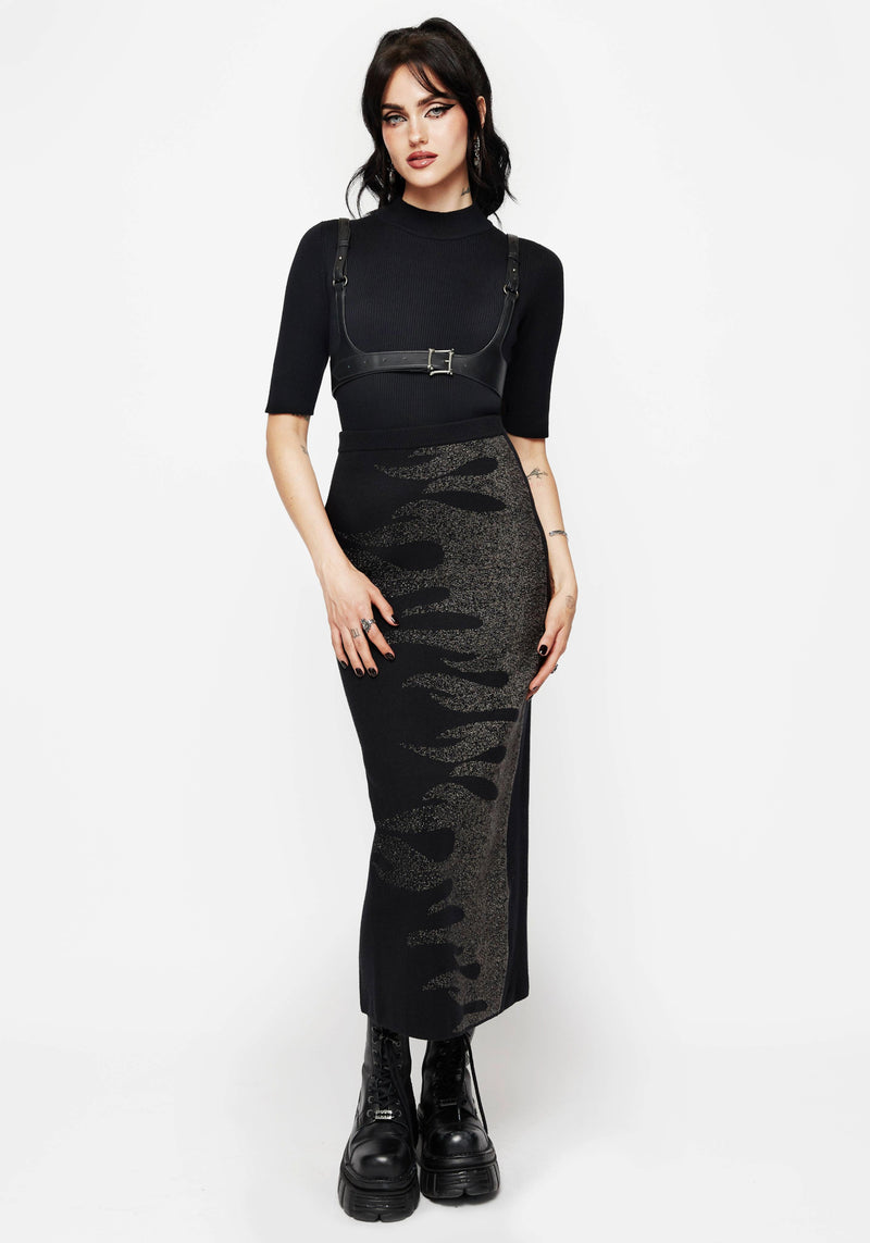 Kenna Flame Lurex Knit Maxi Skirt