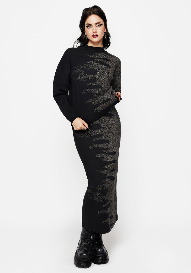 Kenna Flame Lurex Knit Maxi Skirt