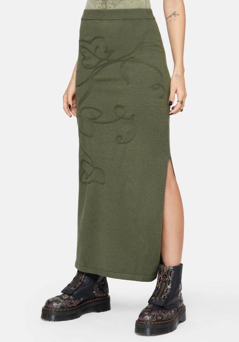 Elixir Branch Detail Knit Maxi Skirt