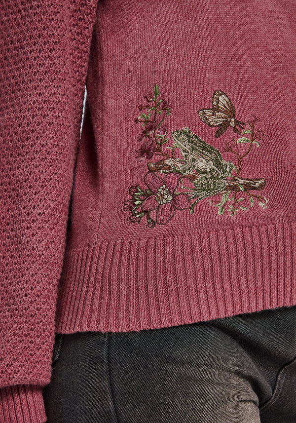 Dana Floral Moth Embroidered Jumper - Purple