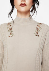 Enya Acorn Embroidered Cable Knit Jumper