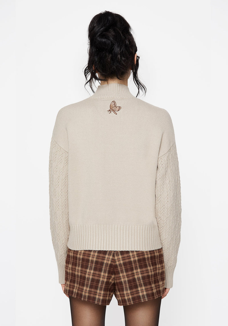 Enya Acorn Embroidered Cable Knit Jumper