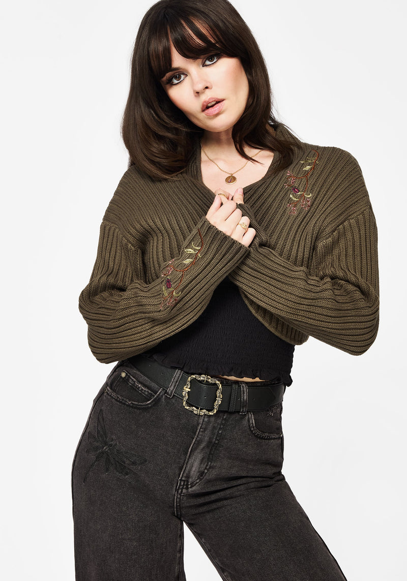 Ergot Cotton Floral Embroidered Bolero