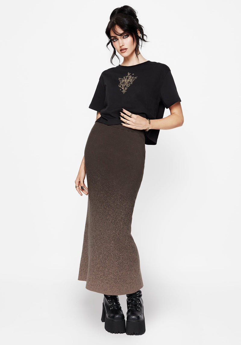 Nightjar Ombre Knit Maxi Skirt - Taupe