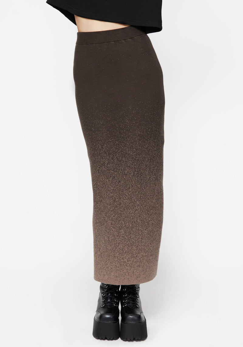 Nightjar Ombre Knit Maxi Skirt - Taupe