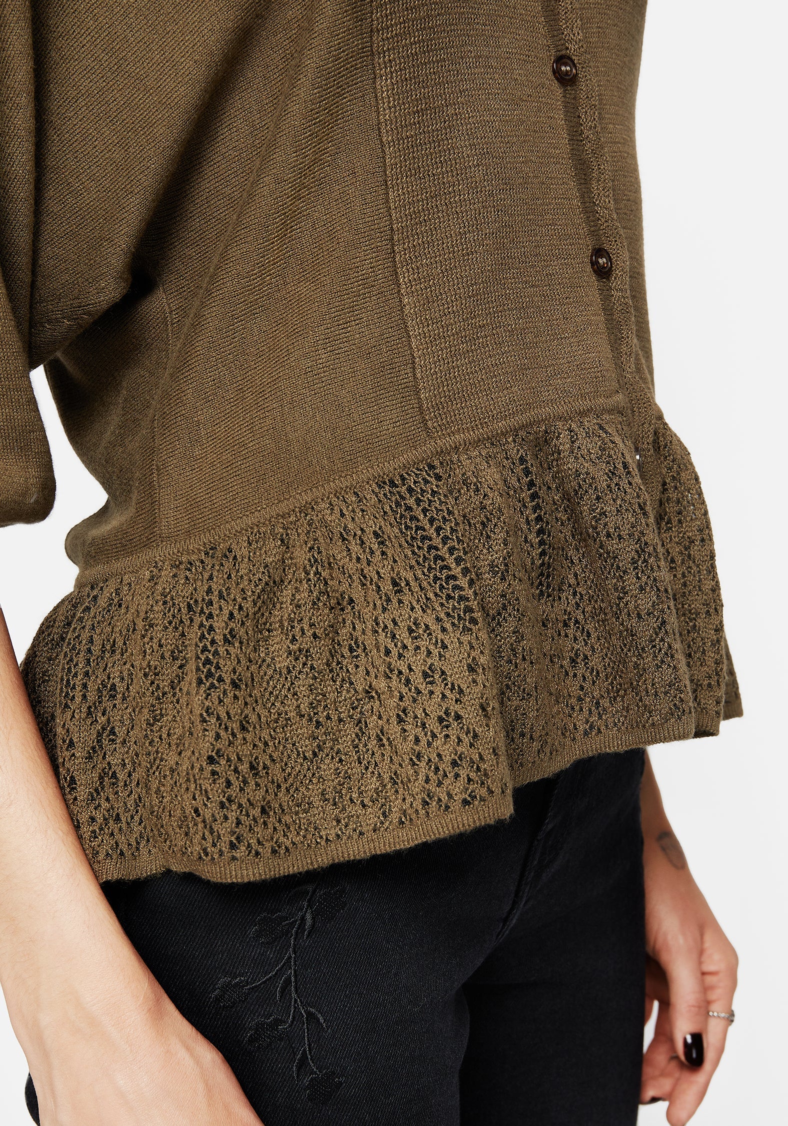 Avalon Puff Sleeve Button Up Knit Blouse