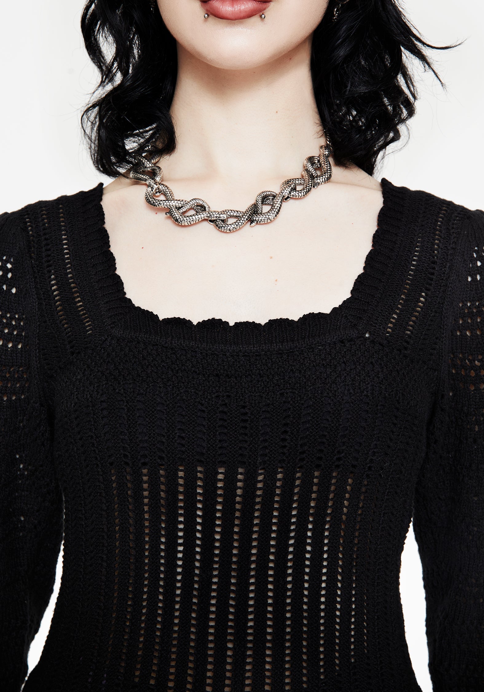 Danica Ladder Stitch Square Neck Knit Top
