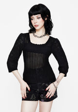 Danica Ladder Stitch Square Neck Knit Top