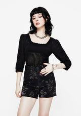 Danica Ladder Stitch Square Neck Knit Top