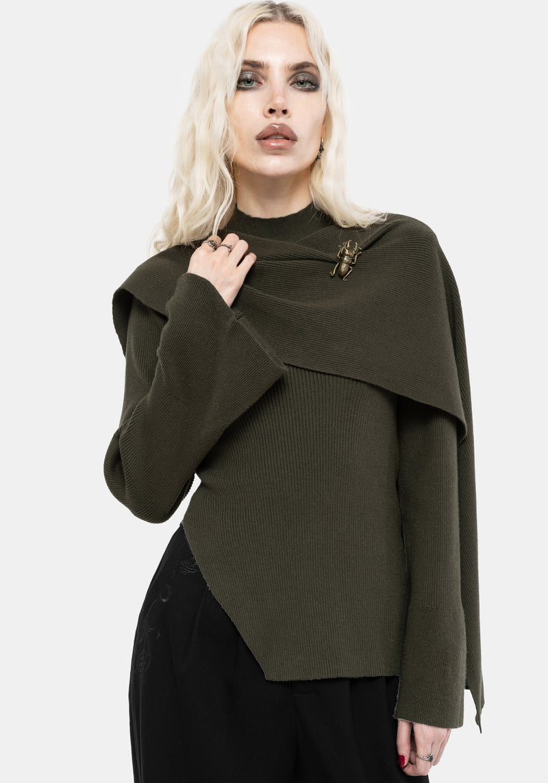 Symphony Scarf Cape Flare Knit Top