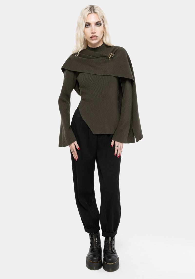 Symphony Scarf Cape Flare Knit Top