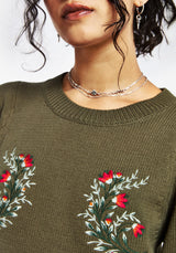 Lavish Mushroom Embroidered Short Sleeve Knit Top