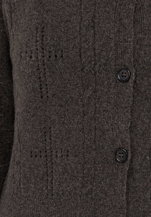 Serena Cross Pointelle Button Down Knit Cardigan