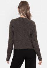 Serena Cross Pointelle Button Down Knit Cardigan