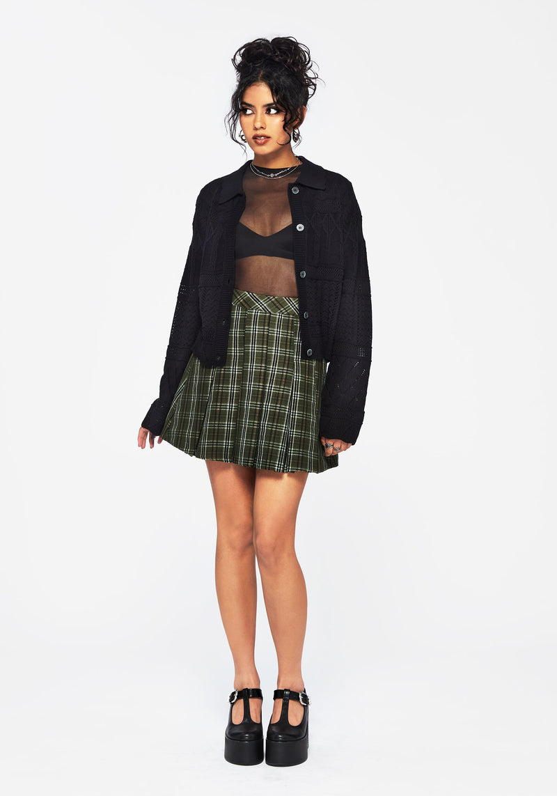 Yewtree Gothic Arch Pointelle Button Down Knit Cardigan