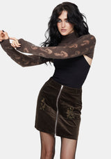 Harriet Mushroom Jacquard Extreme Crop Jumper - Taupe