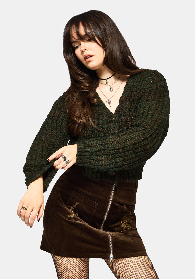 Bracken Chunky Ribbed Cropped Knit Cardigan