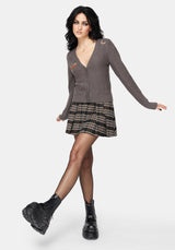 Griffinfly Embroidered Knit Cardigan - Grey