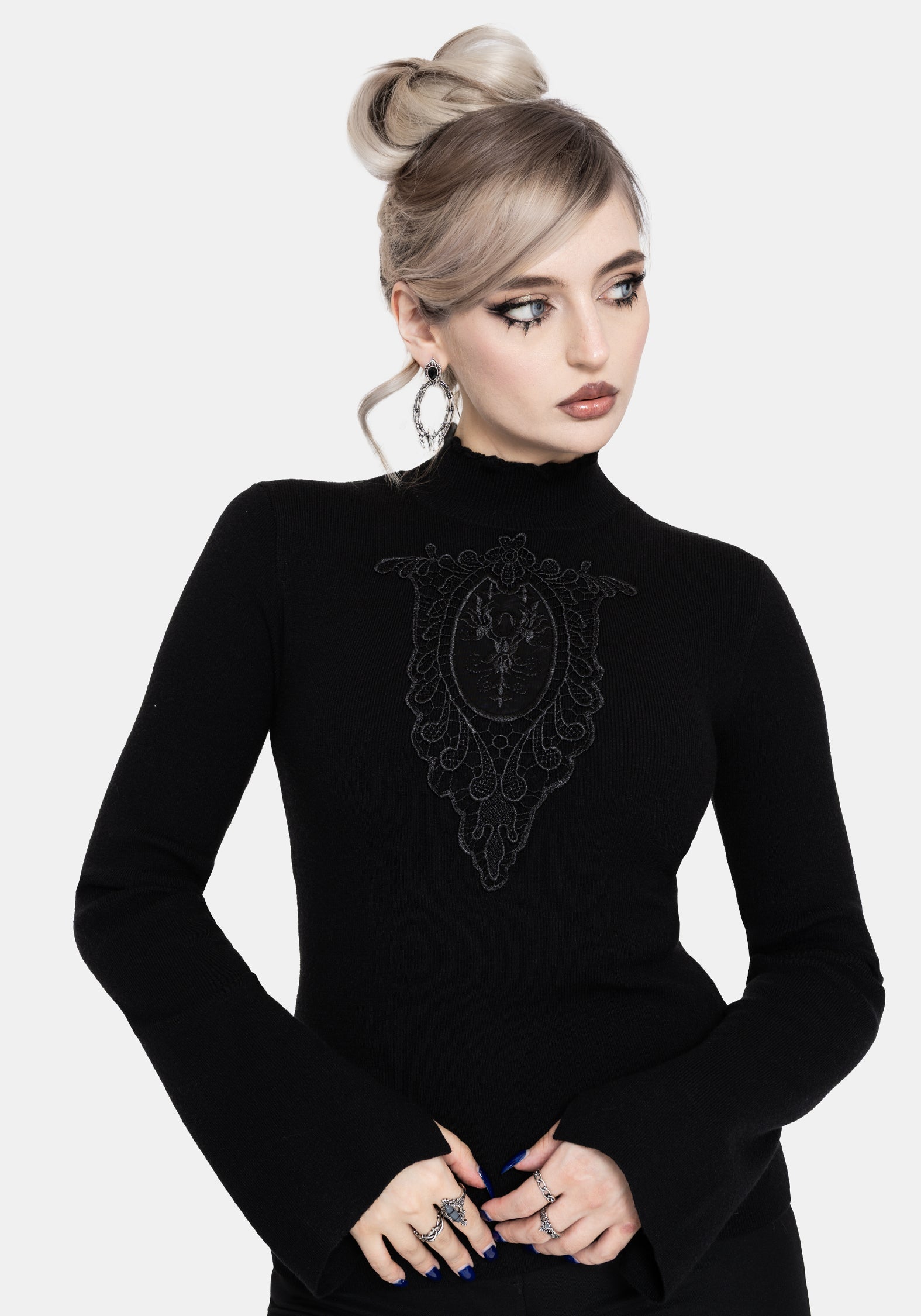 Torquil Bodice Lace Ribbed Knit Jumper