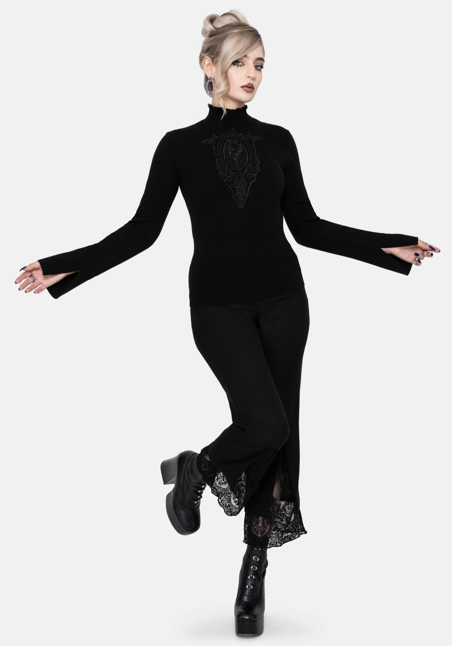 Torquil Bodice Lace Ribbed Knit Jumper