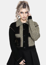 Polly Collared Patch Embroidered Knit Cardigan