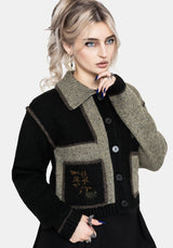 Polly Collared Patch Embroidered Knit Cardigan