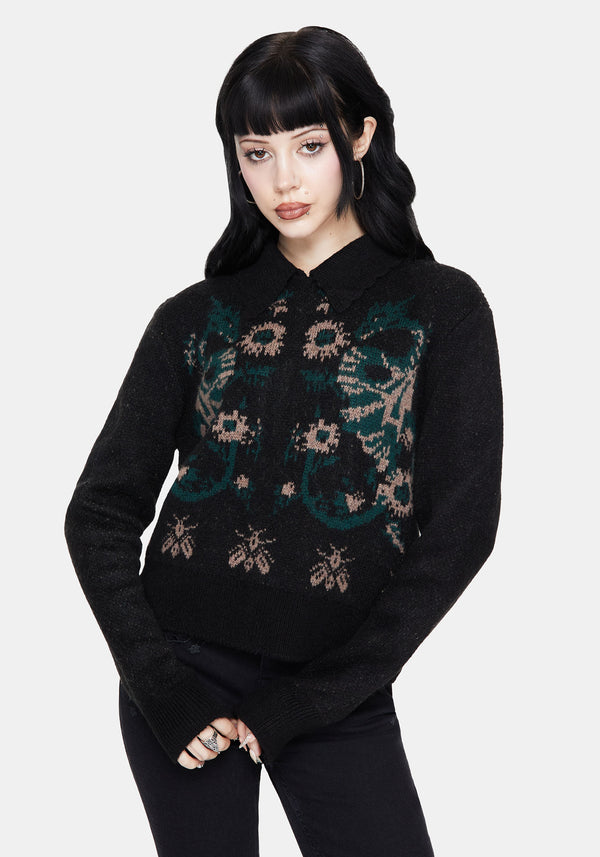 Aura Dragon Jacquard Collar Knit Jumper