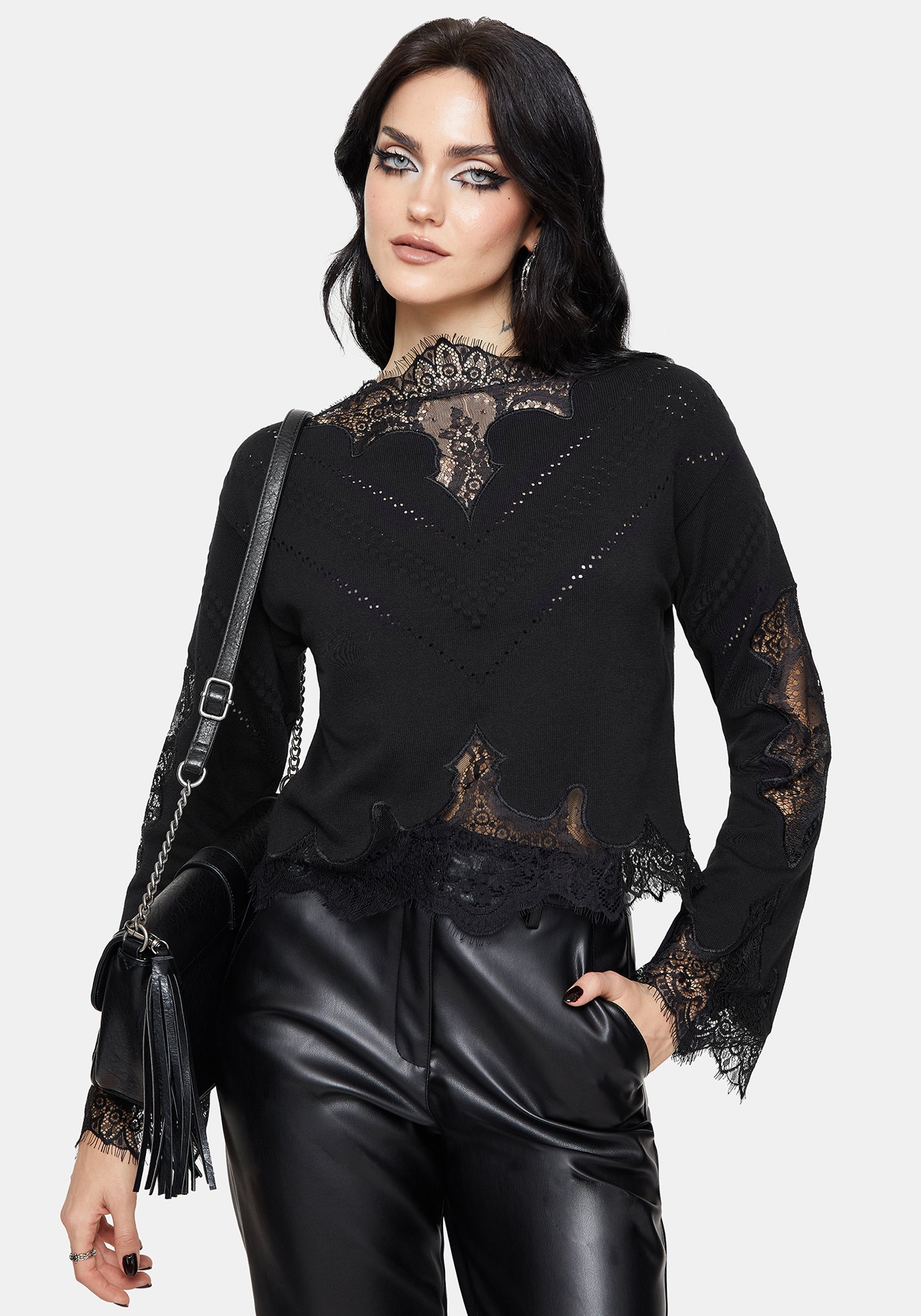 Stormwoken Pointelle Lace Detail Knit Jumper