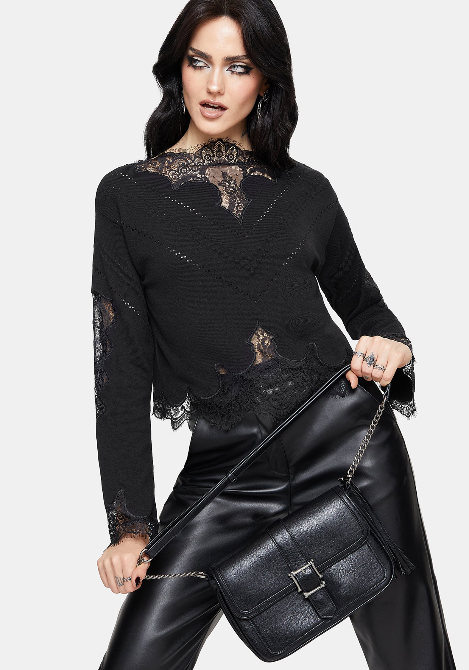 Stormwoken Pointelle Lace Detail Knit Jumper