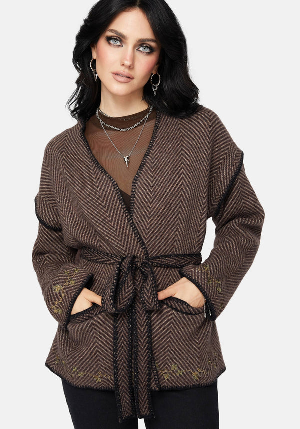 Maraea Belted Herringbone Coatigan