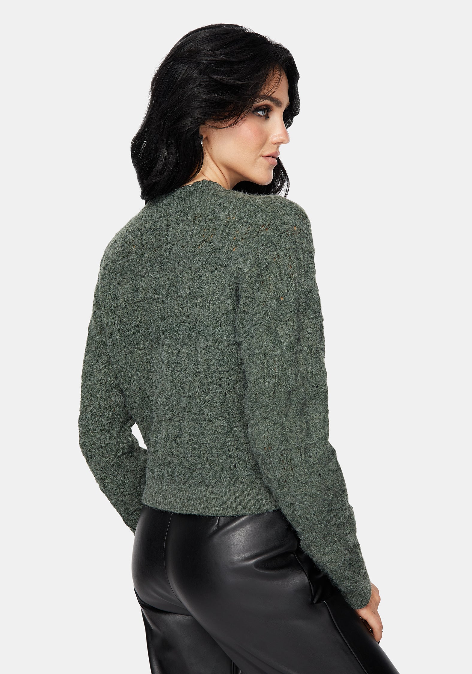 Cadmium Pointelle Knit Cardigan - Teal