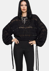 Cherith Balloon Sleeve Pointelle Stripe Jumper