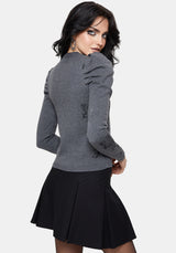 Nia Puff Sleeve Printed Arch Knit Cardigan