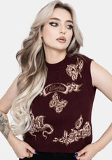 Rowana Dragon Printed Backless Knit Vest