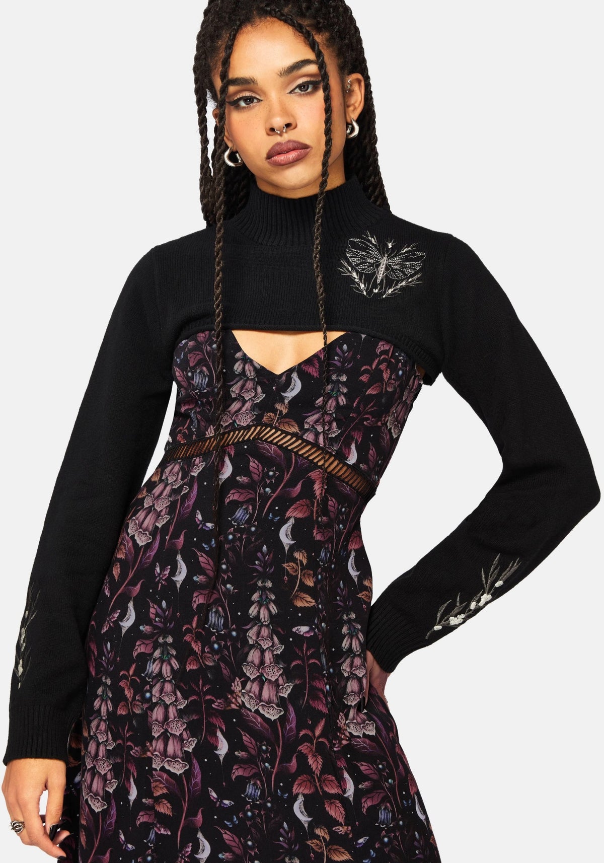 Griffinfly Embroidered Extreme Crop Knit Jumper