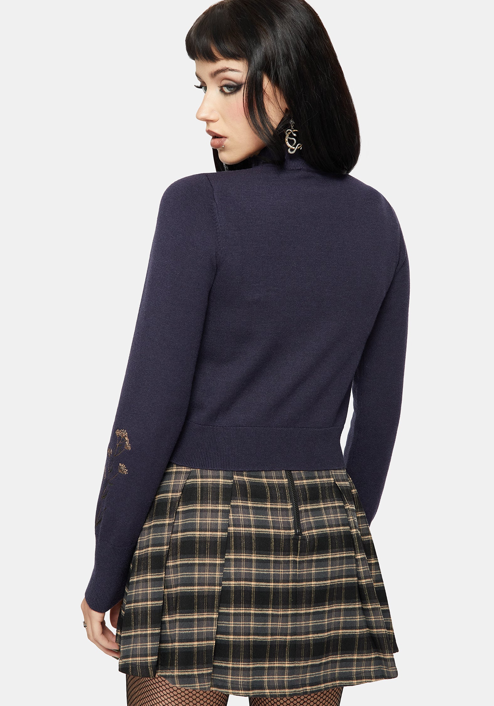 Griffinfly Embroidered Roll Neck Knit Jumper