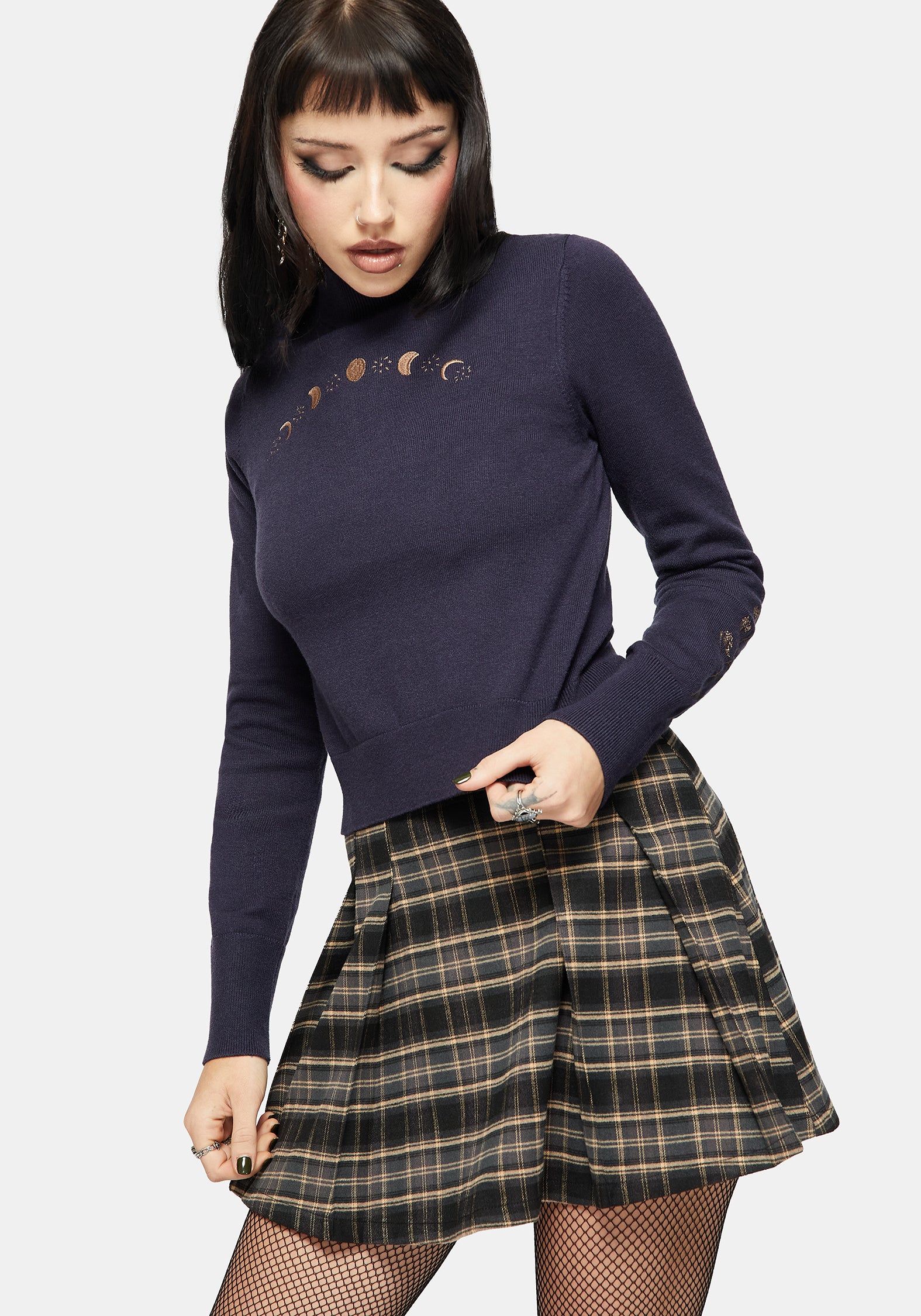 Griffinfly Embroidered Roll Neck Knit Jumper