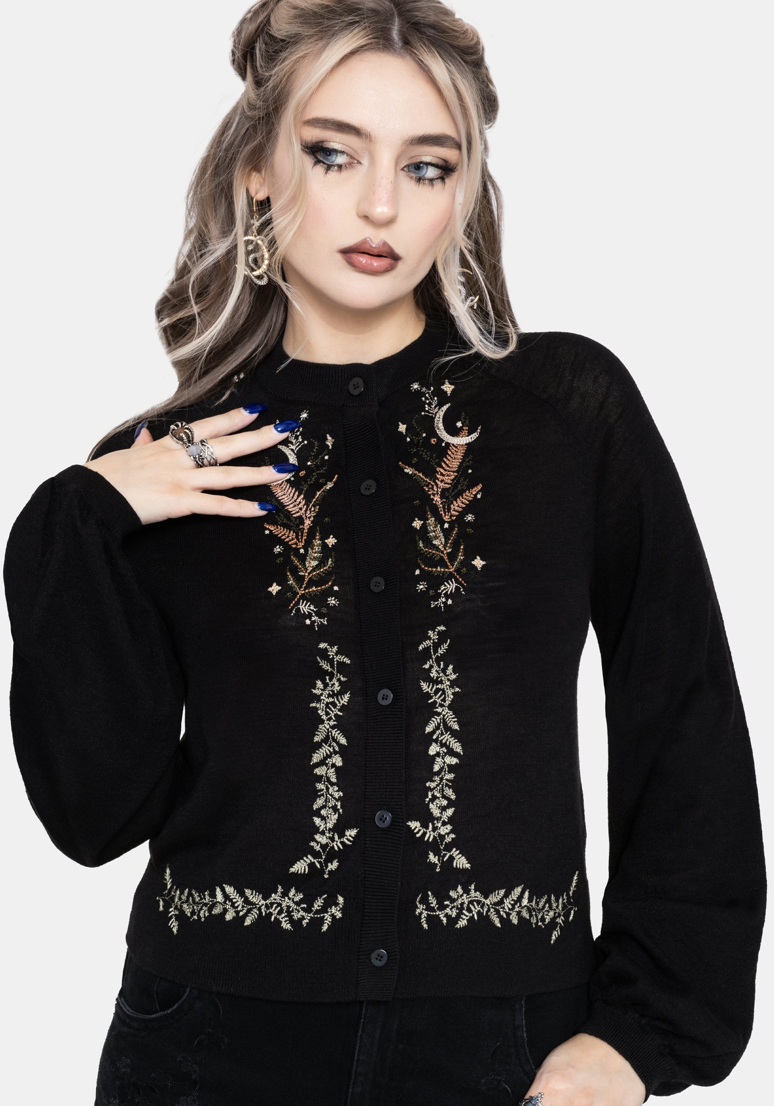 Abellona Lightweight Fine Embroidered Knit Cardigan