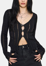 Faylin Ladder Stitch Knit Cardigan S
