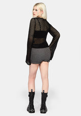 Vesa Blanket Stitch Long Sleeve Knit Top S