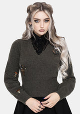 Hexborn Baba Yaga V Neck Embroidered Knit Jumper