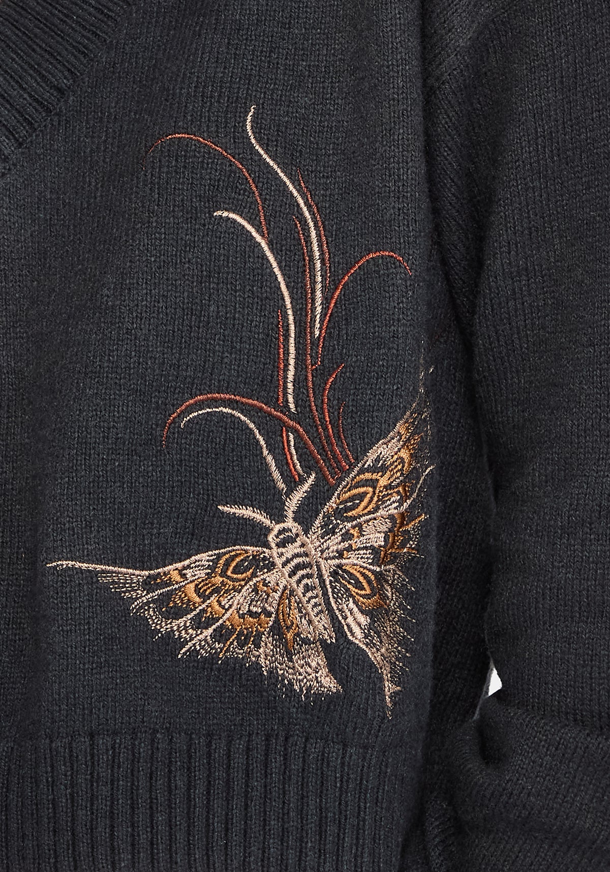 Ember Moth Embroidered V-Neck Knit Jumper