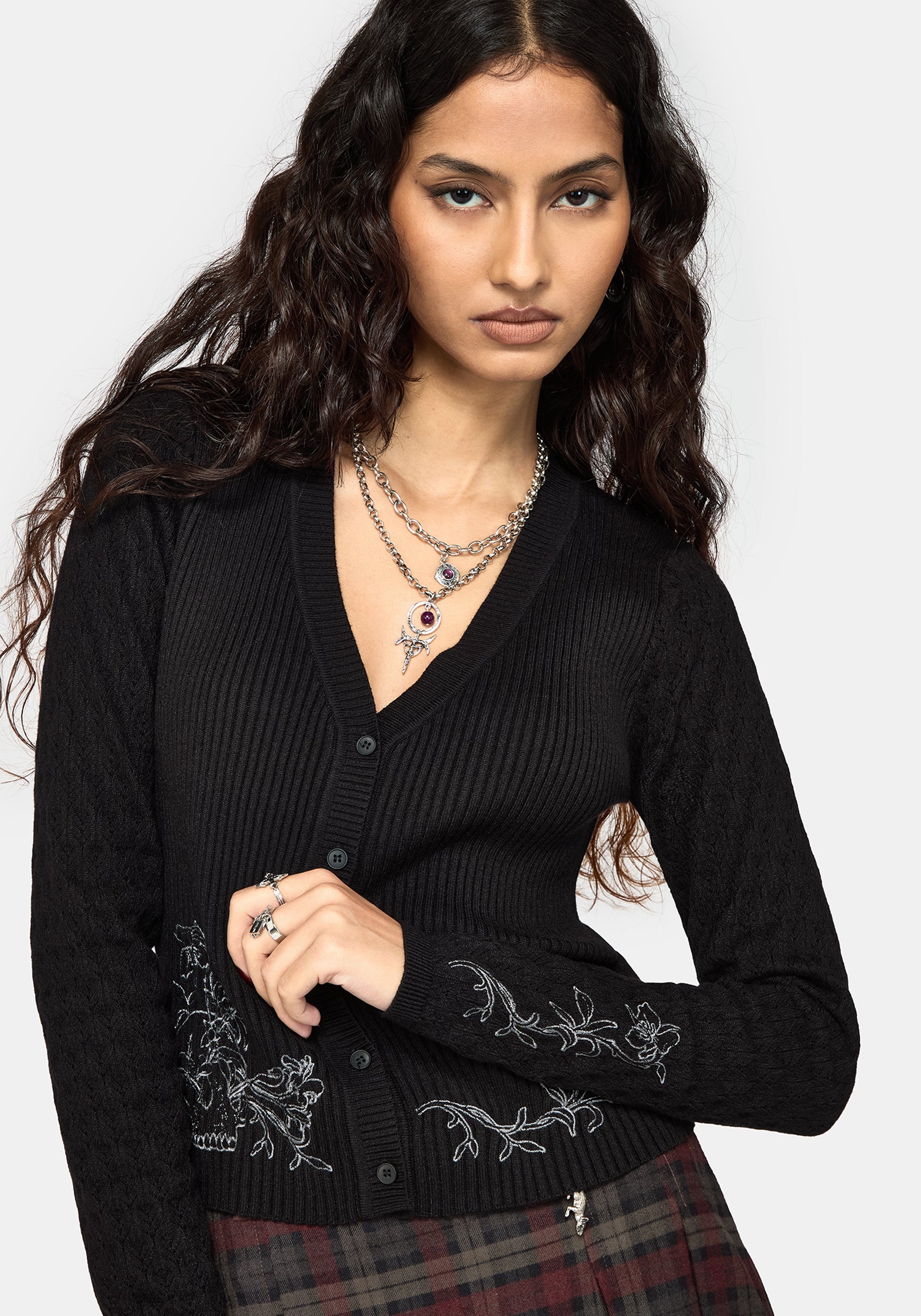 Tantra Skull Embroidered Cardigan