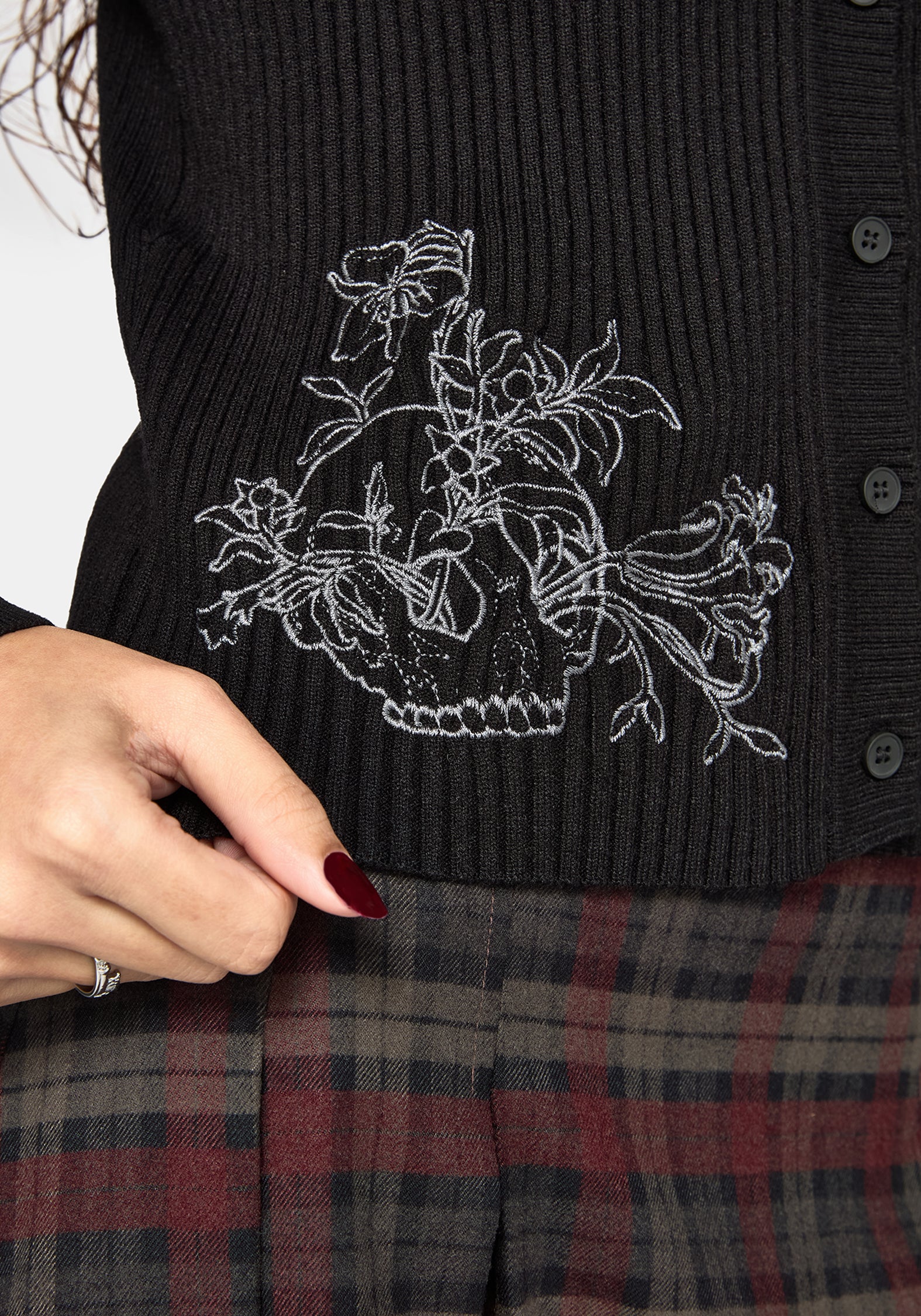 Tantra Skull Embroidered Cardigan