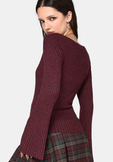 Estella Flared Sleeve Rib Knit Top