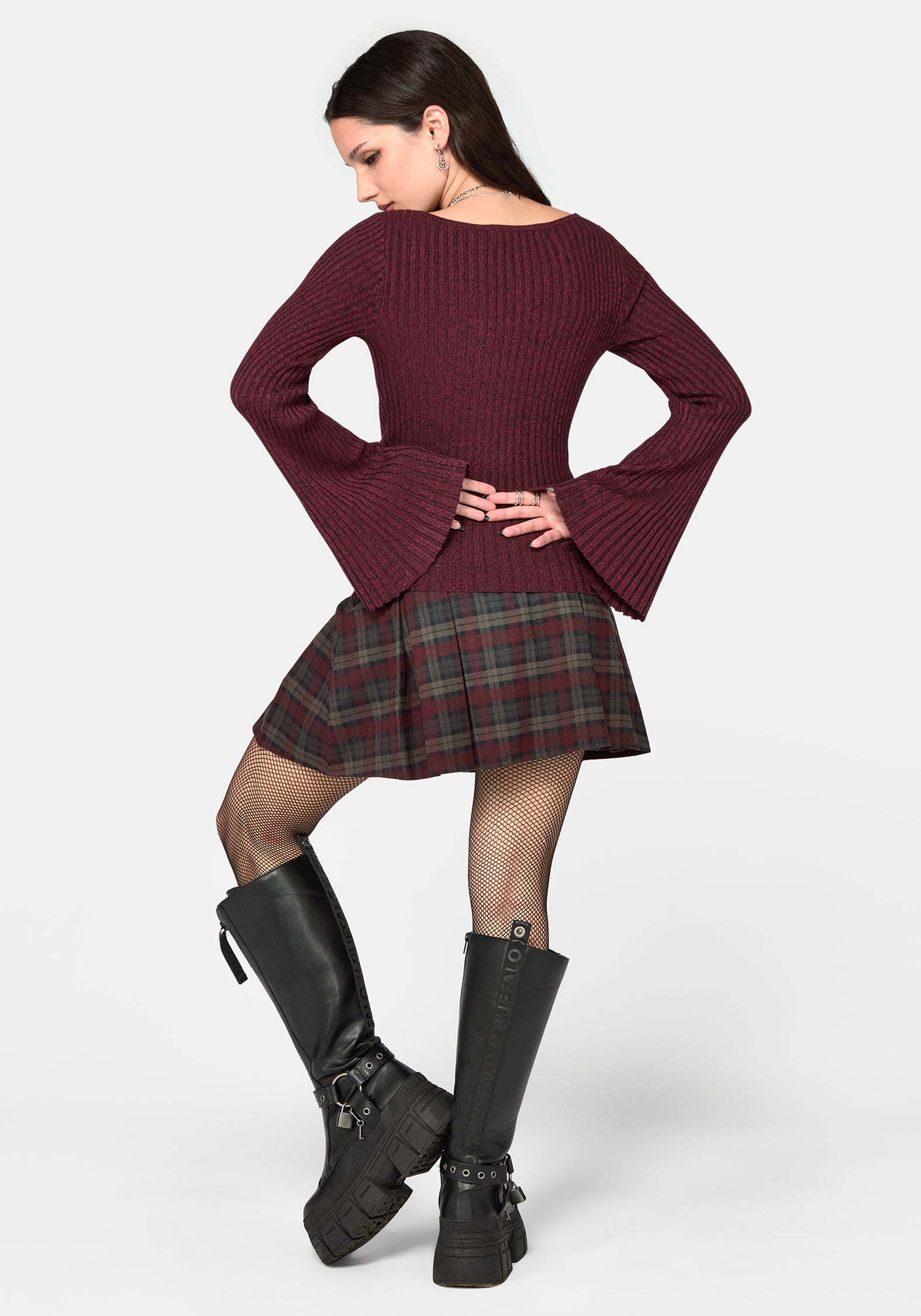 Estella Flared Sleeve Rib Knit Top