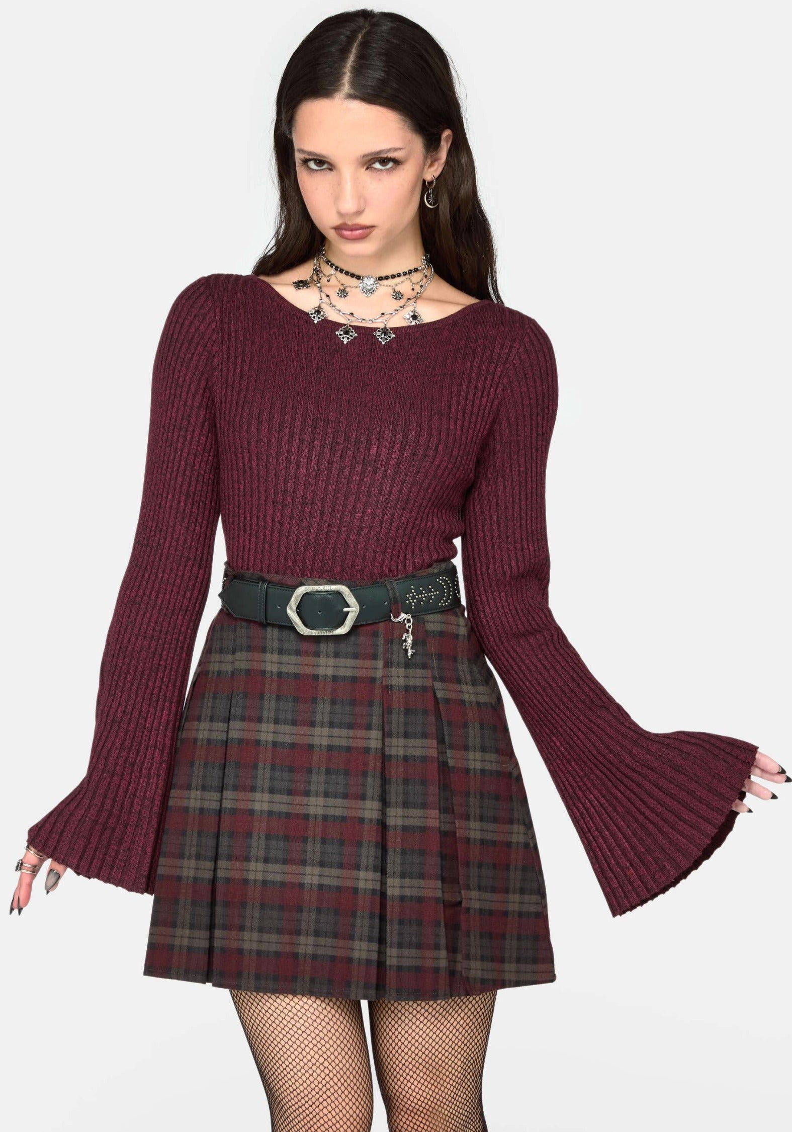 Estella Flared Sleeve Rib Knit Top