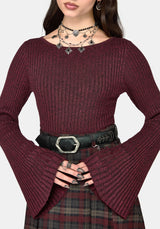 Estella Flared Sleeve Rib Knit Top