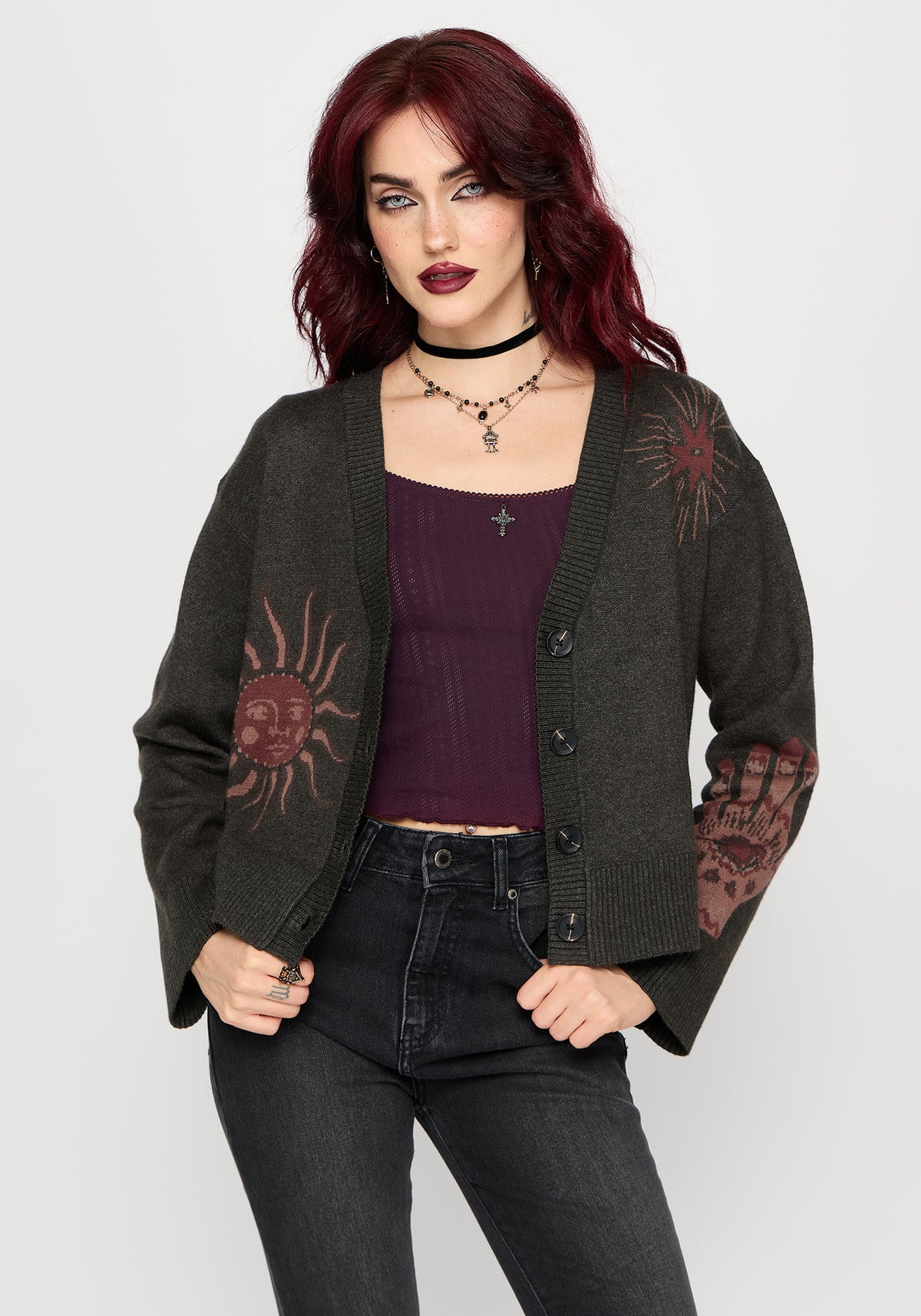 Angela Celestial Jacquard Knit Cardigan S